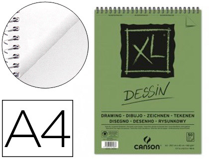 Bloc dibujo Canson XL Dessin espiral A4 liso microperforado 50h 160g/m²